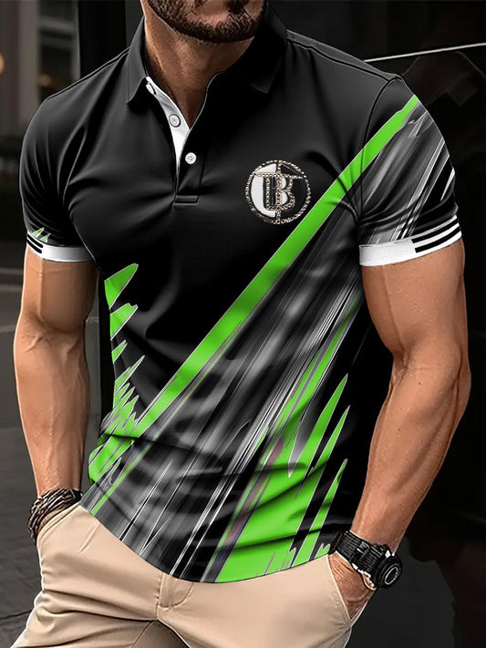 Férfi retro absztrakt vonal graffiti patchwork art nyomtatás alkalmi üzleti póló