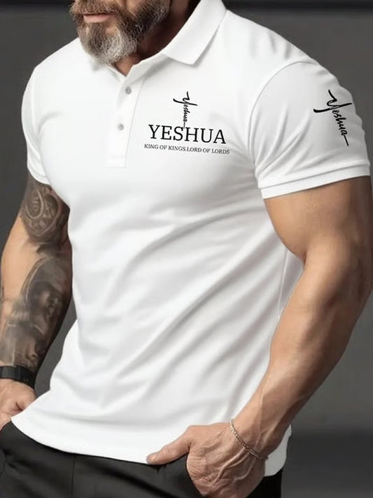 Férfi hit kereszt nyomtatott alkalmi póló