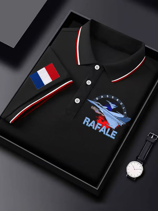 Férfi francia vintage nyomtatás rövid ujjú póló