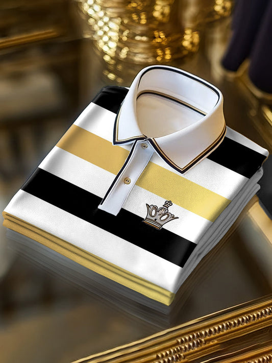 Retro csíkos art print üzleti rövid ujjú pólóing