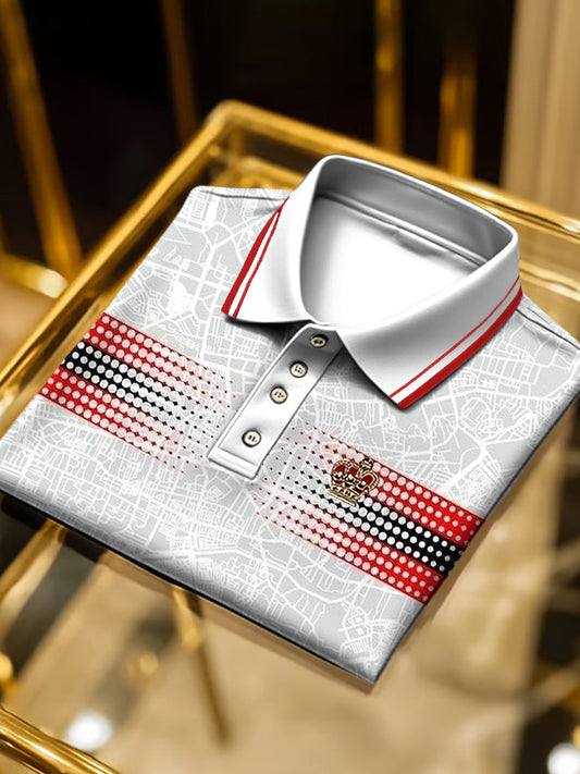 Retro absztrakt csík art print üzleti rövid ujjú póló