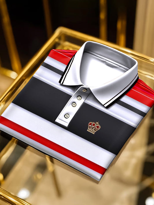 Retro art színes csík nyomtatás üzleti rövid ujjú póló