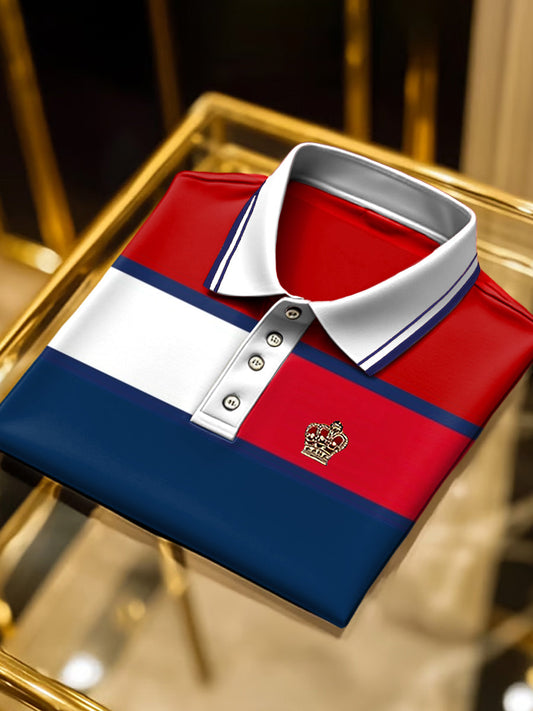 Retro geometriai művészeti nyomtatás üzleti rövid ujjú pólóing