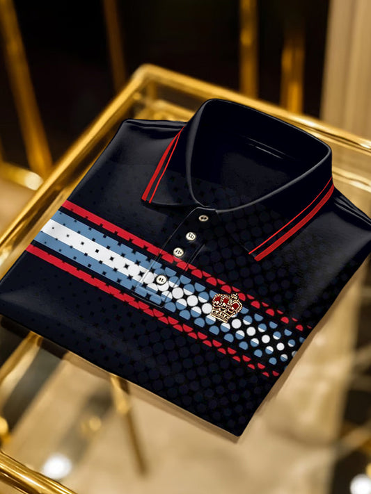 Retro gradient stripe art print üzleti rövid ujjú pólóing