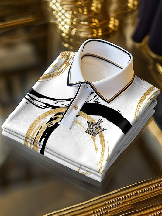 Klasszikus line art print üzleti rövid ujjú pólóing