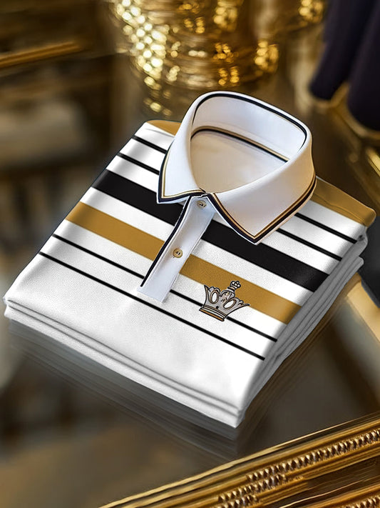 Klasszikus csíkos művészet nyomtatás üzleti rövid ujjú póló