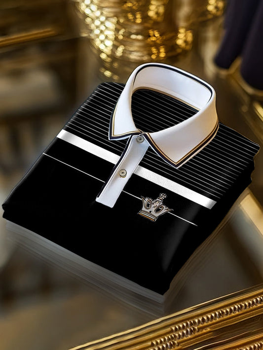 Klasszikus csíkos art print üzleti rövid ujjú pólóing