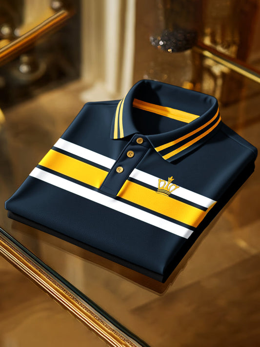 Retro art klasszikus művészet csík nyomtatás üzleti rövid ujjú póló