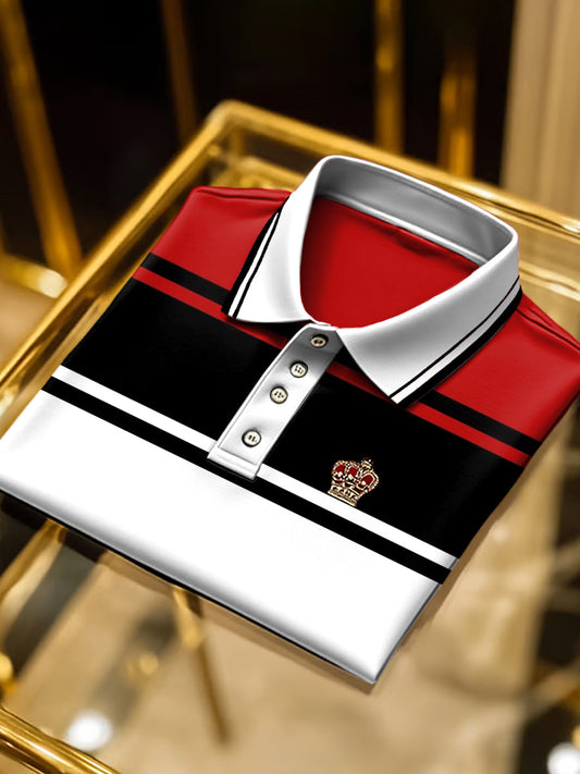 Retro art csíkos nyomtatás üzleti rövid ujjú pólóing