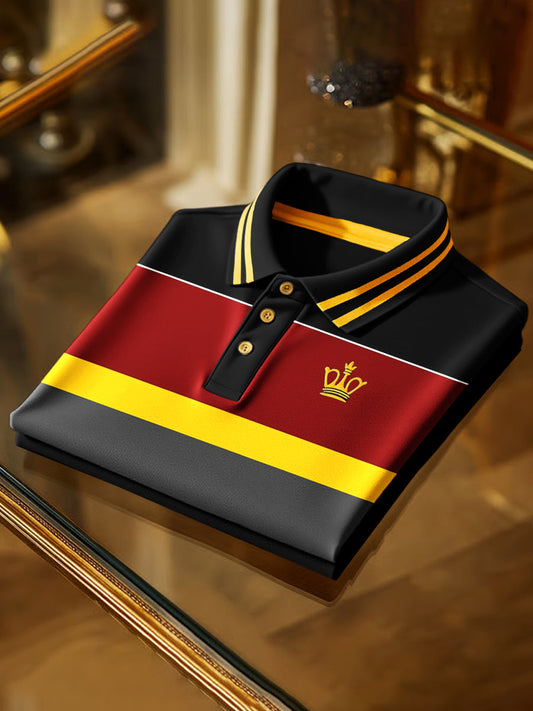 Retro art royal csík nyomtatás üzleti rövid ujjú póló