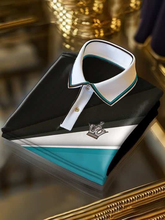 Klasszikus geometriai művészeti nyomtatás üzleti rövid ujjú pólóing