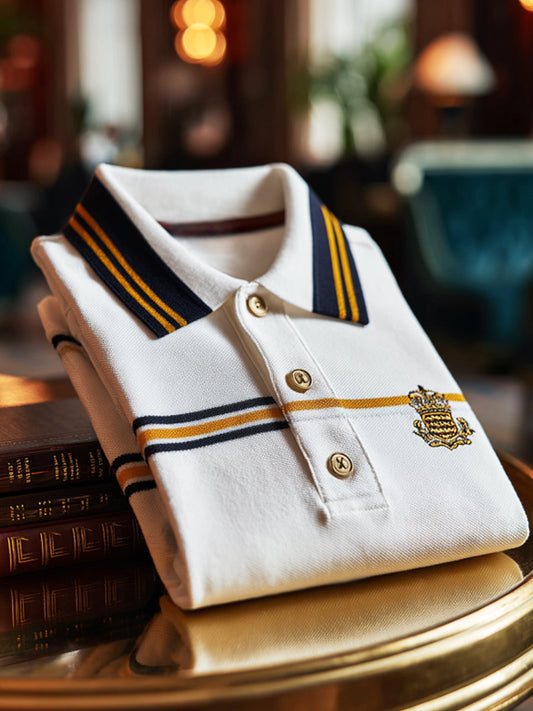 Retro royal prémium csíkos patchwork üzleti rövid ujjú pólóing