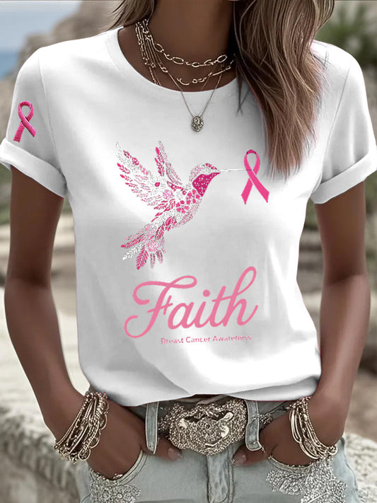 Női rózsaszín szalag kolibri alkalmi póló