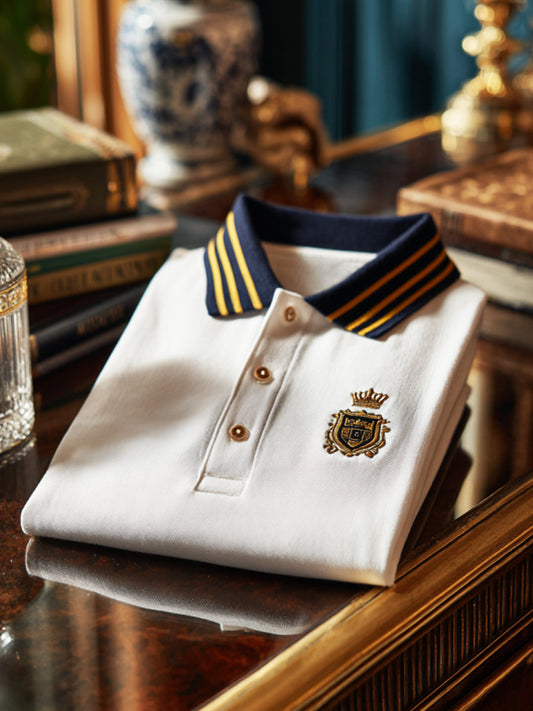 Retro royal premium patchwork business rövid ujjú pólóing