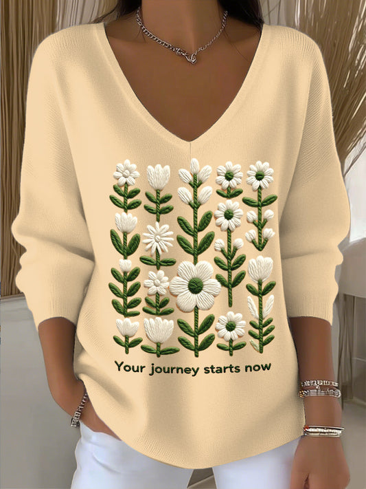 Női aranyos virágos v-nyak felső