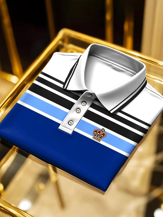 Férfi klasszikus csíkos üzleti rövid ujjú pólóing