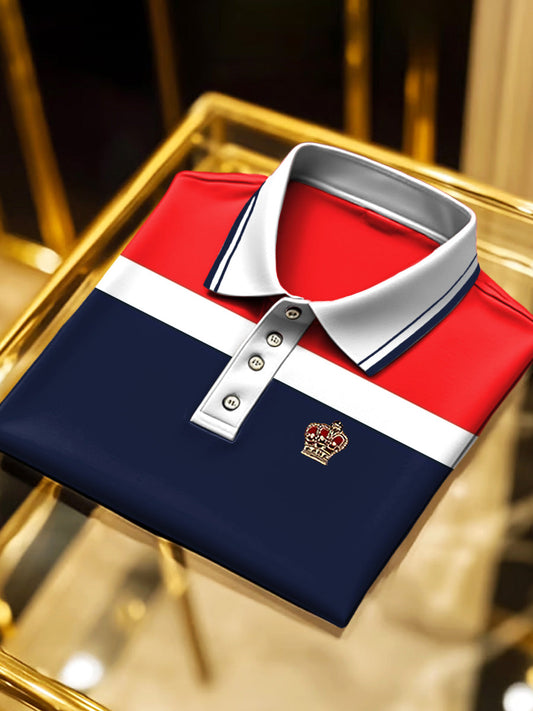 Férfi csíkos klasszikus üzleti rövid ujjú pólóing