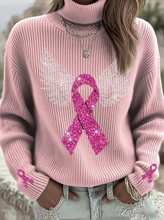 Női rózsaszín szalag rhinestone pulóver pulóver