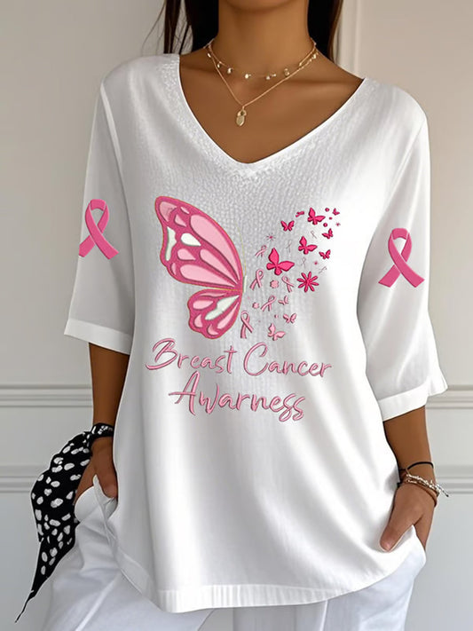 Női mellrák szalag nyomtatás pamut tetején