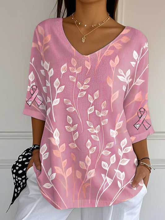 Női mellrák szalag nyomtatás pamut tetején