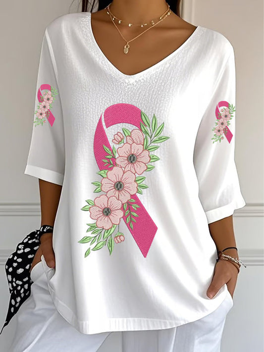 Női mellrák szalag nyomtatás pamut tetején