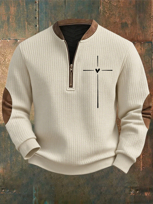 Férfi vintage art faith alkalmi pulóver