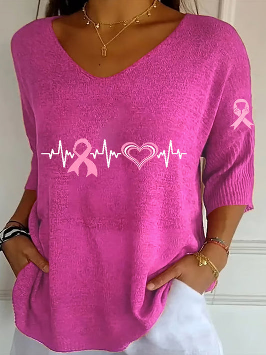 Női mellrák szalag nyomtatás pamut tetején