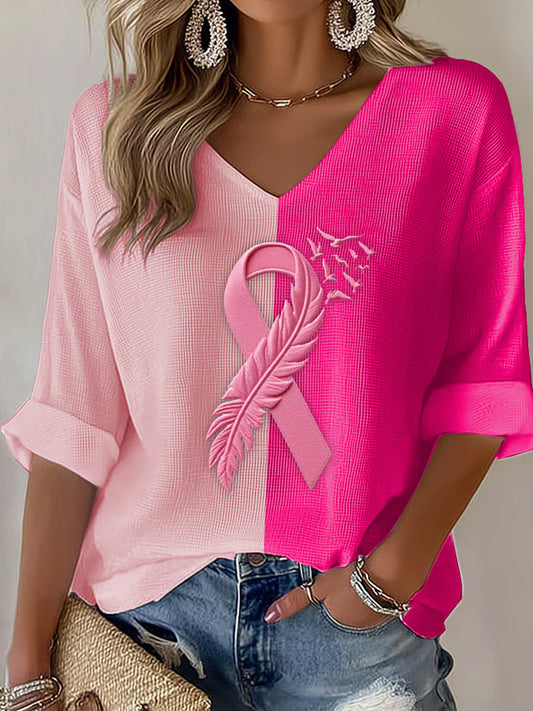 Női mellrák szalag nyomtatás pamut tetején