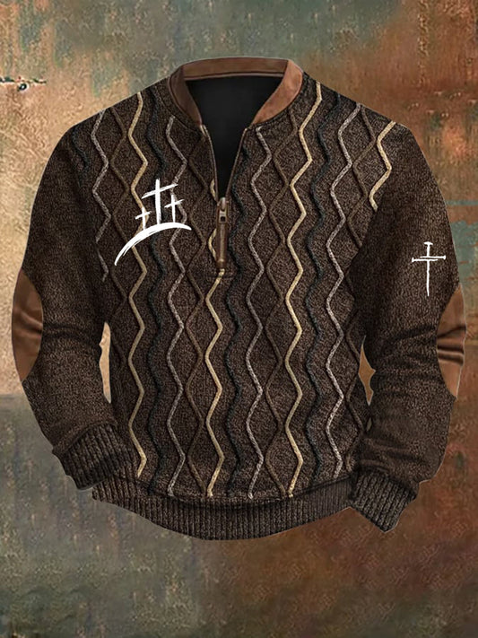 Férfi vintage art faith alkalmi pulóver