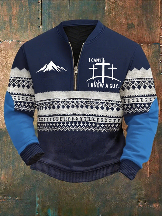 Férfi vintage art faith alkalmi pulóver