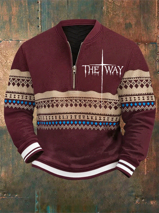 Férfi vintage art faith alkalmi pulóver