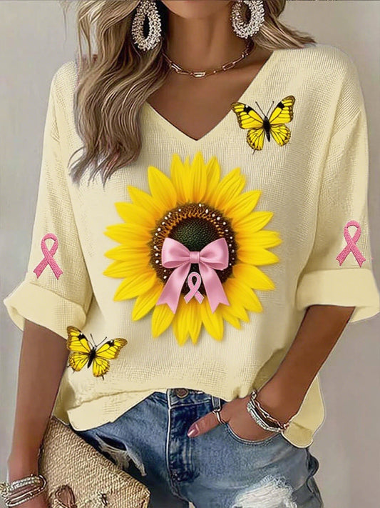 Női mellrák szalag nyomtatás pamut tetején