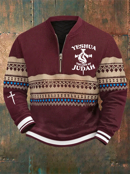 Férfi vintage art faith alkalmi pulóver