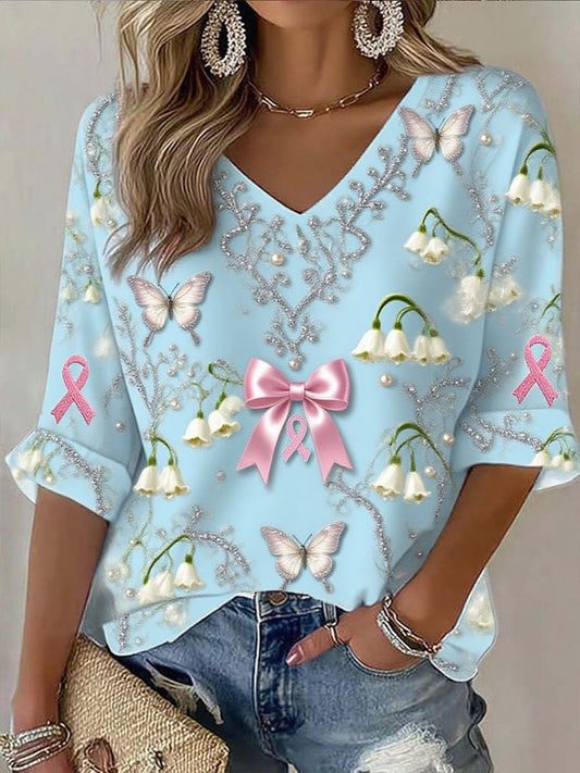 Női mellrák szalag nyomtatás pamut tetején