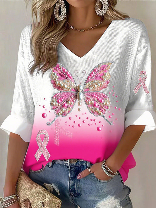 Női mellrák szalag nyomtatás pamut tetején