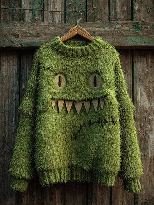 Női retro fekete macska nyomtatás alkalmi pulóver