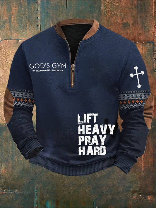 Férfi vintage art faith alkalmi pulóver