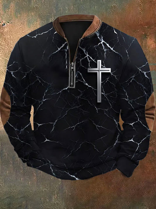 Férfi vintage art faith alkalmi pulóver