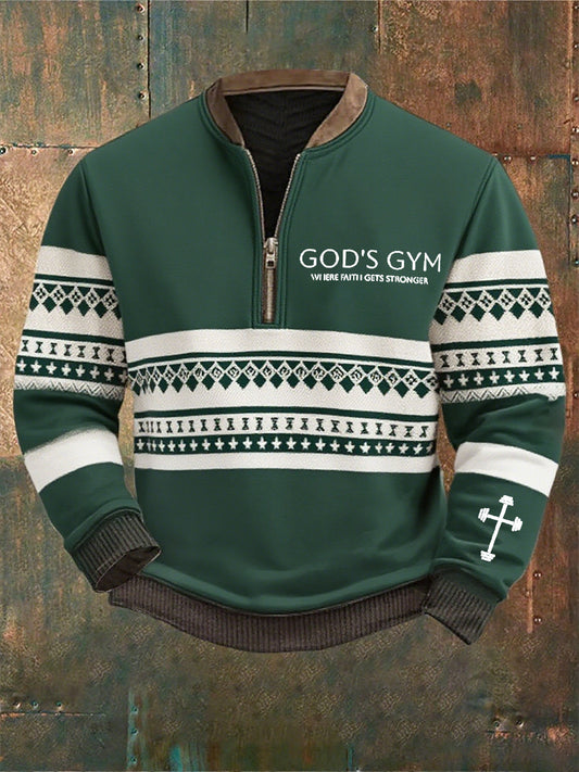 Férfi vintage art faith alkalmi pulóver