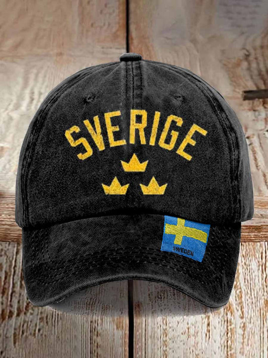 Herrretro svenskt tematryckt alkalmi keps