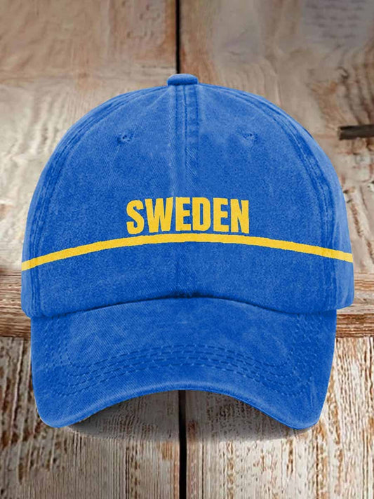 Herrretro svenskt tematryckt alkalmi keps