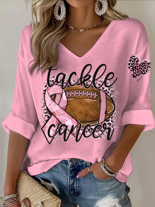 Női rögbi nyomtatás v-nyak hosszú ujjú ing