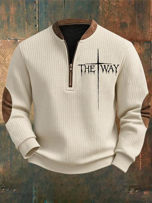 Férfi vintage art faith alkalmi pulóver