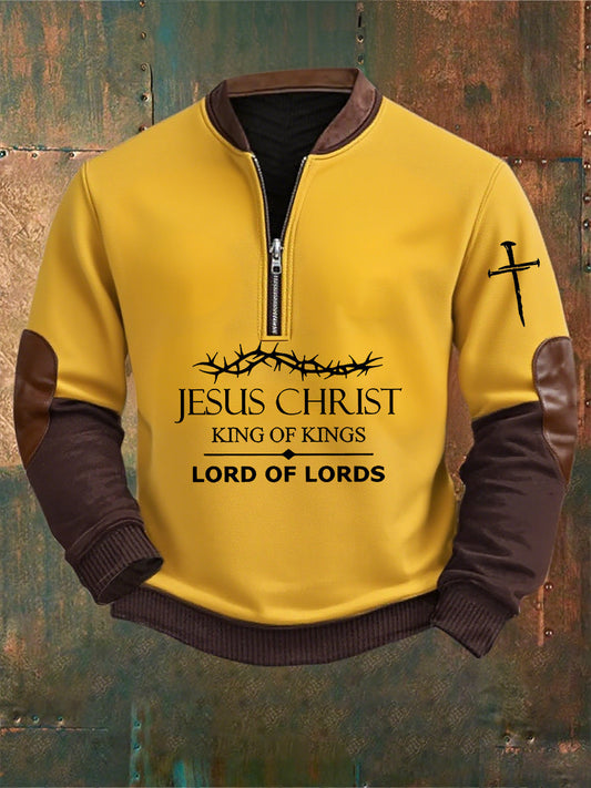 Férfi vintage art faith alkalmi pulóver