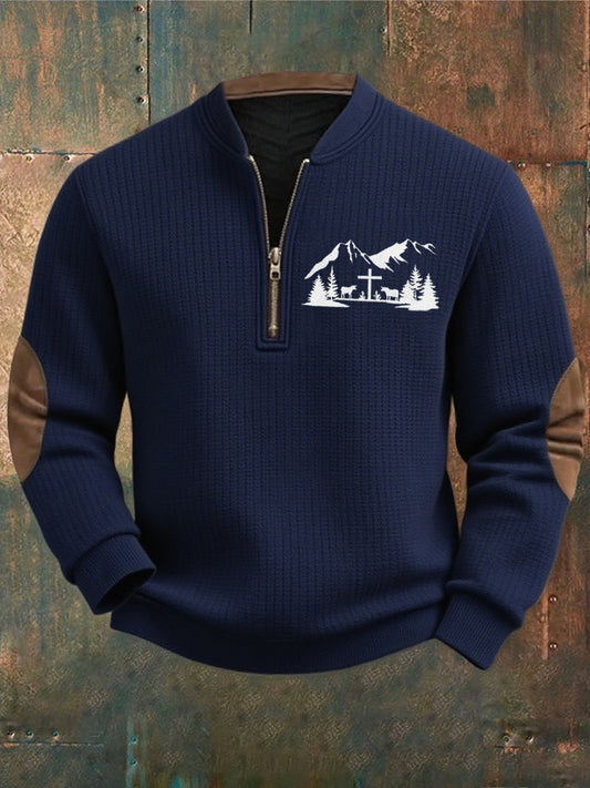 Férfi vintage art faith alkalmi pulóver