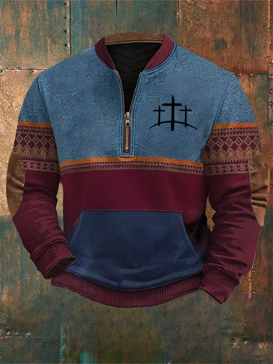 Férfi vintage art faith alkalmi pulóver