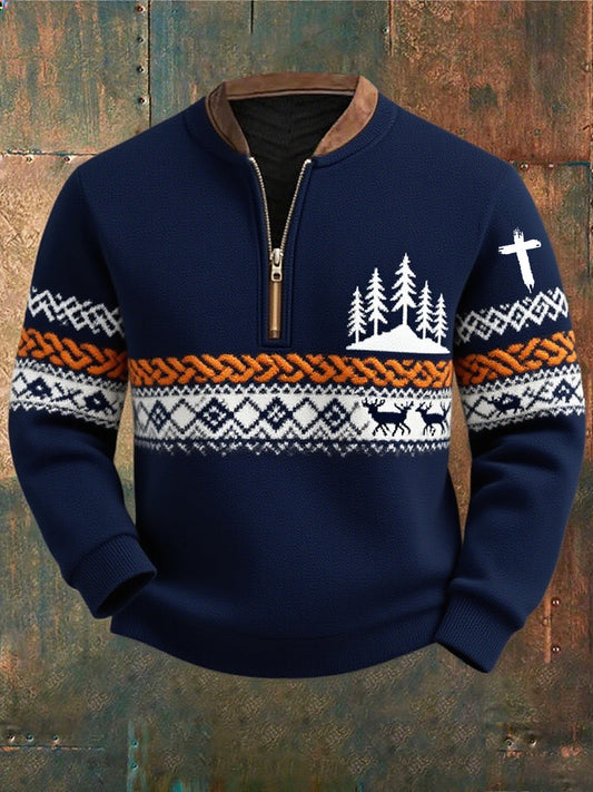 Férfi vintage art faith alkalmi pulóver