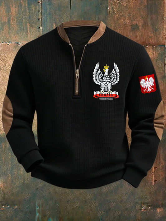 Retro fehér sasos alkalmi kapucnis pulóver