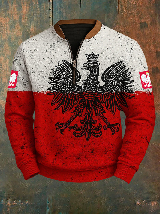 Retro fehér sasos alkalmi kapucnis pulóver