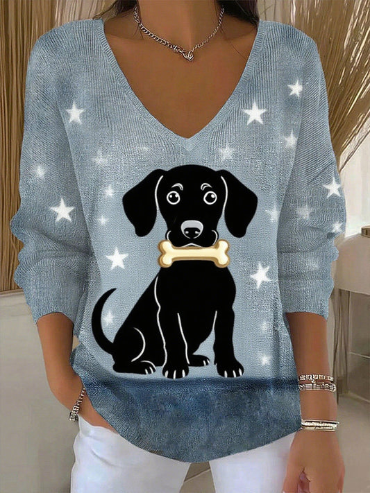 Női vintage állat nyomtatás pamut tetején